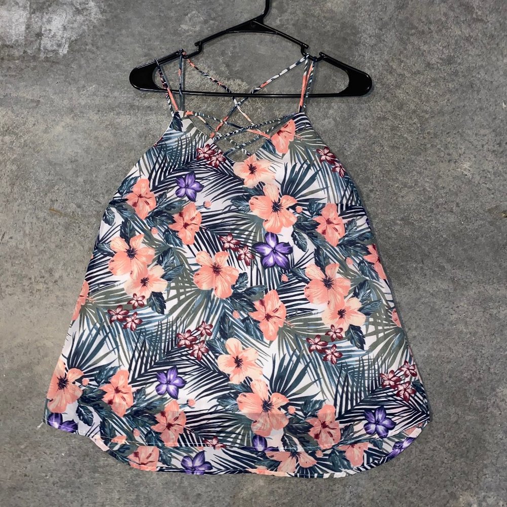 Flower multi strap tank top